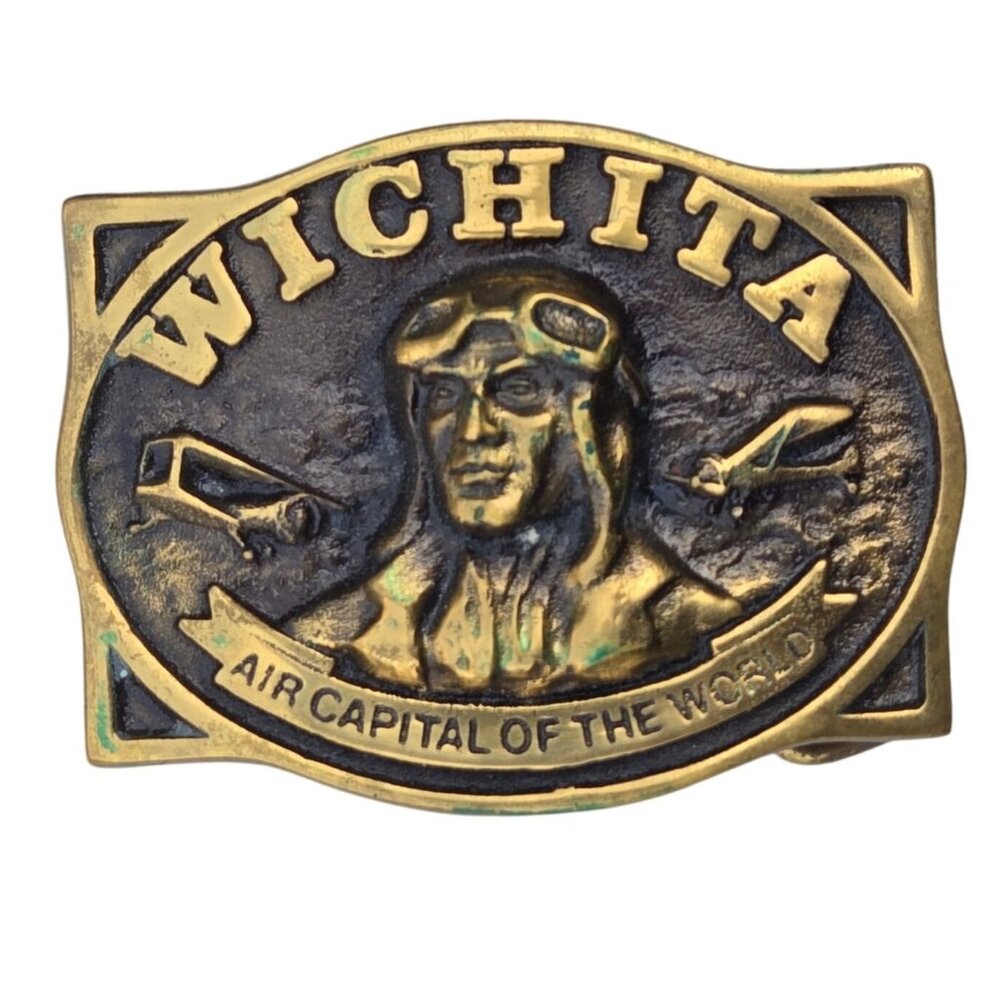 Wichita Kansas Belt Buckle Air Capitol Of The World Vintage Heritage Mint 1977